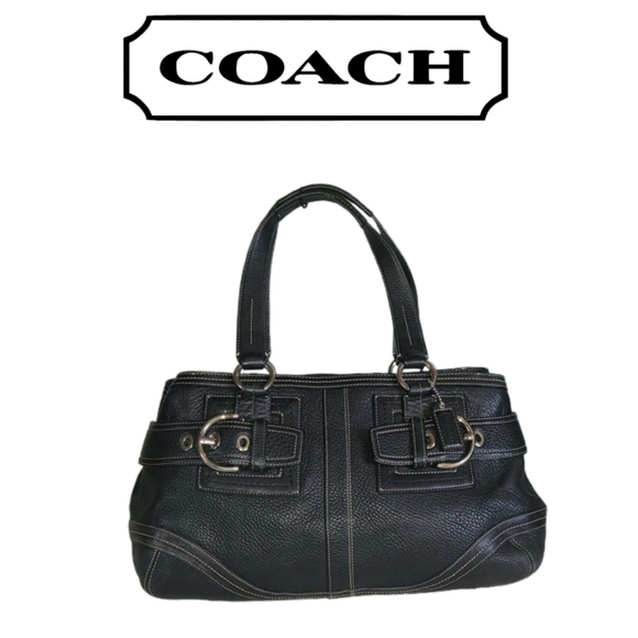 COACH Handbags - COACH HAMPTON BLACK PEBBLE GRAIN LEATHER TOTE BAG